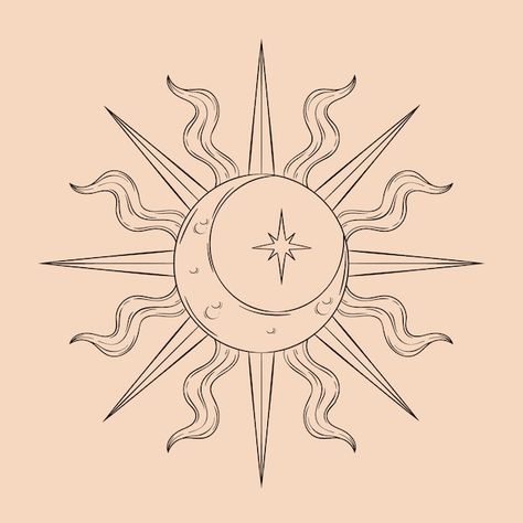 How To Draw The Sun, How To Draw Sun, Drawing Ideas Stars, Sun Moon And Stars Drawing, Sun And Moon Art Aesthetic, How To Draw The Moon, How To Draw A Sun, Sun And Moon Drawing Aesthetic, Trippy Sun Drawing