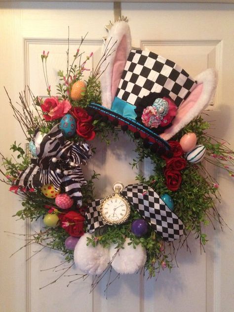 Diy – Velikonoce, Easter Craft Ideas, Easter Craft Projects, Easter Door Decor, Easter Wreath Diy, Easter Spring Wreath, Mad Hatter Party, Diy Spring Wreath, Easter Door