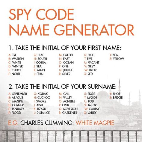 Code Name Generator, Spy Names, Secret Agent Party, Spy Birthday Parties, Detective Party, Detective Theme, Spy Party, Spy Games, Code Name