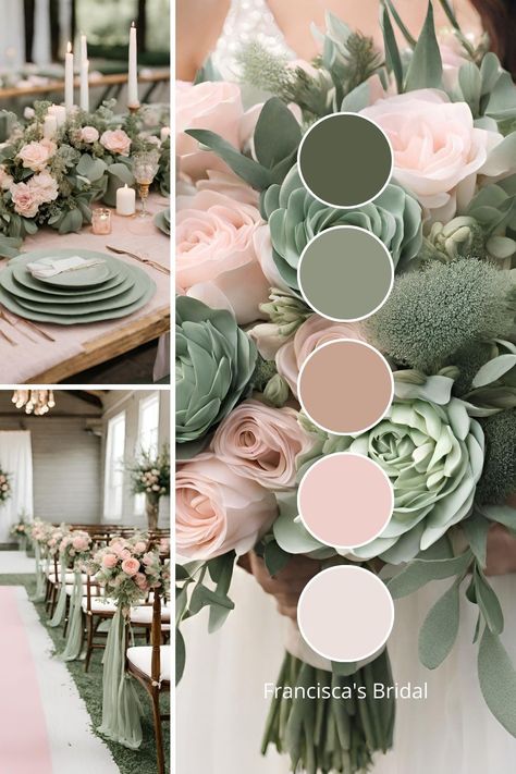 Wedding Color Palette Ideas, Sage Green Wedding Colors, Wedding Theme Color Schemes, Spring Wedding Color Palette, Pink Wedding Colors, Wedding Themes Spring, Wedding Color Pallet, Fall Wedding Color Palette, Gold Wedding Colors