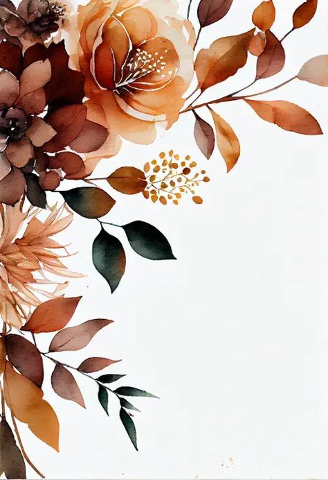 Rustic Flowers Background, Rustic Floral Background, Floral Vector Design, Flower On White Background, Brown Wedding Invitations, Flower Brown, Flower Background Images, Orange Wedding Flowers, Wedding Invitation Background