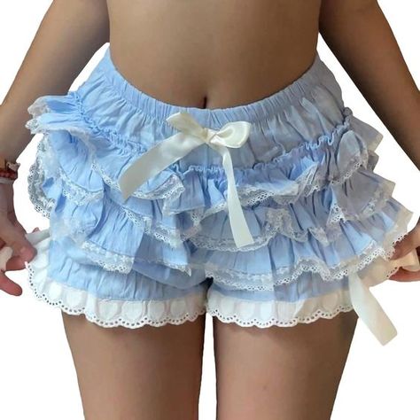 PRICES MAY VARY. Material: Women vintage ruffle pumpkin shorts made of polyester fiber. Soft, breathable, lightweight, skin friendly, stretchy, comfy to wear. Kawaii ruffle lace trim bloomers shorts, layered ruffle bloomers under shorts. Features: Women cute lolita bloomers shorts, ruffle lace trim pumpkin pants, layered ruffle bow trim design, solid color, high elastic waist, slim fit, y2k pumpkin short pants, goth lolita cosplay bottom shorts. Style: Women lace ruffle puffy pumpkin pants, vint Ruffle Bloomers, Harajuku Women, Pants Streetwear, Bloomers Shorts, Chic Pants, Summer Lace, Lace Splicing, Ruffle Shorts, Summer Fabrics