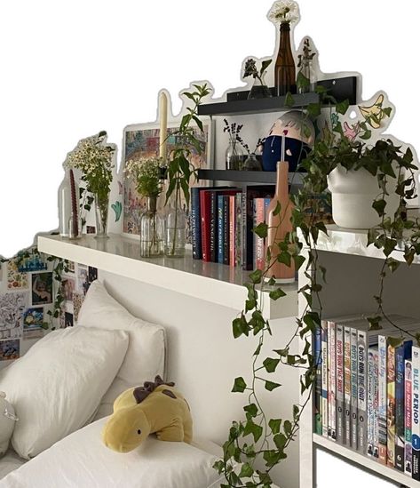 Ikea Shelves Bedroom Aesthetic, Bedroom Inspo Bookshelf, Bookshelves In Room, Shelf Ideas Aesthetic, Shelves In Bedroom Aesthetic, Wall Shelf Aesthetic, Aesthetic Shelf Ideas, Shelf Decor Bedroom Aesthetic, Shelf Aesthetic