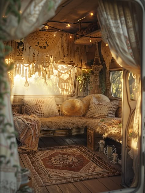 34 Boho Camper Van Interior Inspirations – TastyInteriors Campervan Boho Interior, Cozy Camper Van, Boho Van Interior, Boho Caravan Interior, Van Living Interior, Boho Camper Interior, Boho Camper Van, Boho Van Life, Bohemian Caravan