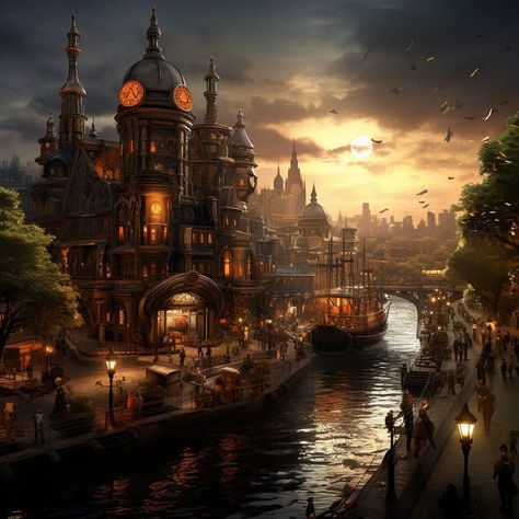 Breath-taking Steampunk City, Industrial Vintage Victorian Buildings Printable Artwork Bundle, Steampunk Atmosphere, Steampunk Landscape  VERY HIGH DEFINITION! HOW TO USE DIGITAL FILES: -Download the file/s you most like on the shop: https://www.etsy.com/shop/TheArtImpulse -Use the downloaded file to create your unique and personalized clothes, mugs, wallpapers, forniture, accessories, calendars and a lot more! -In order to create them, use one of the 2 below links of your choice:   1) https://p Steampunk Female Art, Steampunk Aesthetic City, Dark Steampunk Art, Steampunk Landscape, Victorian Steampunk Aesthetic, Ville Steampunk, Steam Punk Aesthetic, Steampunk Printables, Steampunk Kunst