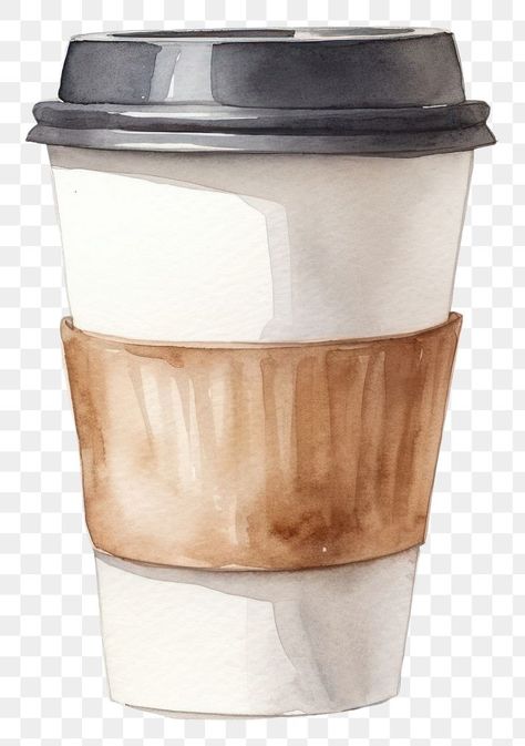 Coffee Elements Illustrations, Paper Cup Drawing, Coffee Png Aesthetic, Paper Cup Art, Drawing Coffee Cup, Watercolor Coffee Cup, Coffee Cup Illustration, Coffee Cup Template, Coffee Cup Sticker