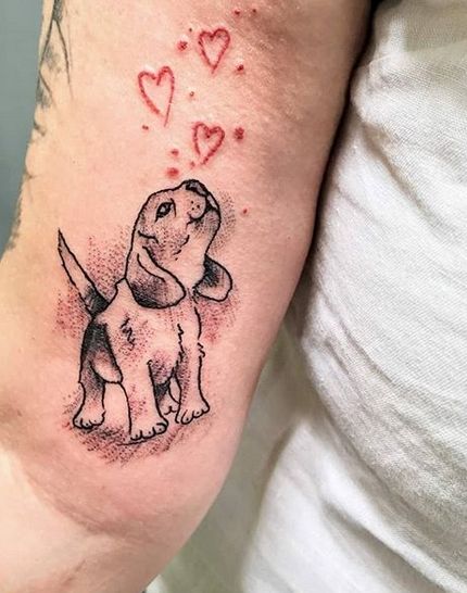 14 Awesome Beagle Tattoo Ideas for Every Taste! | PetPress Beagle Tattoo Ideas, Beagle Tattoo, Puppy Tattoo, Small Dog Tattoos, Dog Tattoo Ideas, Bulldog Tattoo, Dog Memorial Tattoos, Silhouette Tattoos, Tattoos Skull