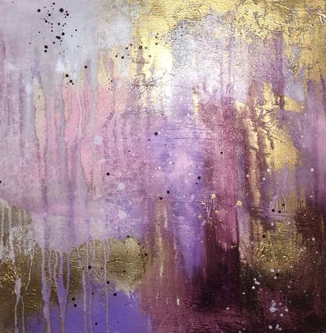 Purple And Gold Abstract Painting, Purple And Gold Painting Ideas, Purple And Gold Painting, Purple Painting Abstract, Purple And Gold Aesthetic, Purple Art Painting, Purple Abstract Painting, Purple Artwork, Purple Art Abstract