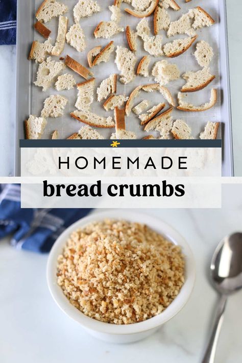 Homemade Bread Crumbs (Fast & Easy!) - Thriving Home How To Make Homemade Bread Crumbs, Homemade Bread Crumbs Easy, Healthy Bread Crumbs Alternative, Home Made Bread Crumbs Recipes, Breadcrumbs How To Make, How To Make Bread Crumbs, Diy Bread Crumbs, Home Made Bread Crumbs, Paleo Bread Crumbs