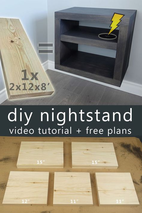 Floating Side Table Night Stands, Diy Bed Side Table, Floating Nightstand Diy, Diy Night Stand, Modern Floating Nightstand, Nightstand Plans, Kids Bedside Table, Simple Nightstand, Small Nightstand