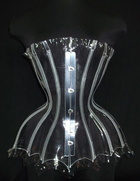 Transparent corset by Armando Gabriel. This  is one of my favorite things I've ever seen in the universe. Transparent Corset, Modern Corset, Contemporary Costumes, Corset Vest, Steel Boned Corsets, Boned Corsets, Corset Fashion, Lace Tights, Corsets And Bustiers