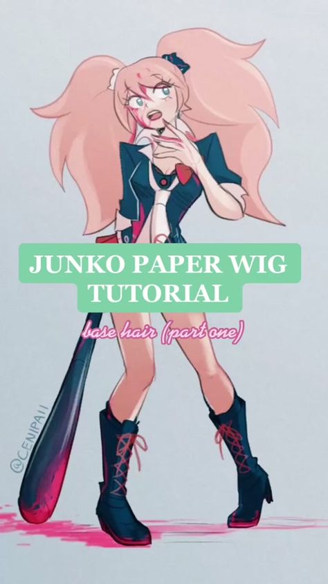 Paper Wig Tutorial, Paper Wig Cosplay, Celeste Danganronpa, Paper Wig, Paper Wigs, Easy Cosplay Ideas, Easy Cosplay, Wig Making, How To Make Paper