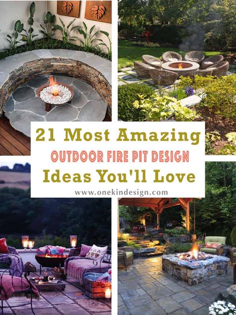 21 Most Amazing Outdoor Fire Pit Design Ideas You'll Love Cinder Block Fire Pits, Gazebo And Fire Pit Ideas, Landscape Ideas Fire Pit Seating Areas, Garden Fire Pit Ideas Landscaping Design, Custom Outdoor Firepits, Backyard Patio Designs Fire Pit Area, Outdoor Fire Feature, Tuscan Fire Pit, Circular Patio With Fire Pit