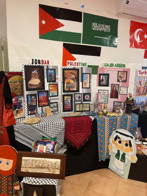 Arab Heritage Month Bulletin Board, International Club Ideas, International Day Ideas Schools, Culture Club Ideas, Multicultural Club Ideas, International Day School Ideas, School Culture Day, Culture Night Ideas, Culture Night At School