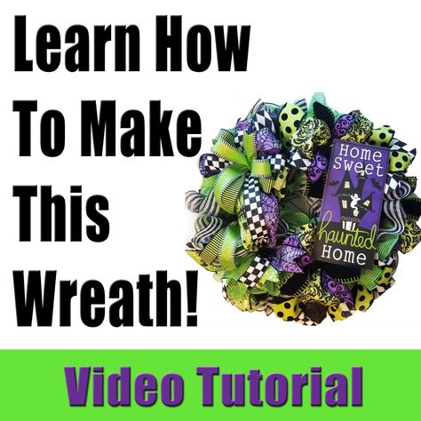 "Learn how easy it is to make this Halloween Mesh Wreath and Bow. Designer DIY offers amazing, step by step instructions for making a wreath. This listing is for a DIGITAL DOWNLOAD. Not a wreath or kit. After purchasing, you will get a LINK TO THE VIDEO. You will need to be logged in to your Etsy account on a computer to be able to see the 'Digital Download' folder. **Supplies are not included in this purchase. All supplies can be purchased from www.ShopDesignerDIY.com. Supplies needed to make t Ribbon Wreath Tutorial Step By Step, Easy Mesh Wreath, Ribbon Wreath Tutorial, Making A Wreath, Halloween Mesh Wreath, Wreath Making Tutorials, Bow Making Tutorials, Making Mesh Wreaths, Deco Mesh Wreaths Tutorials