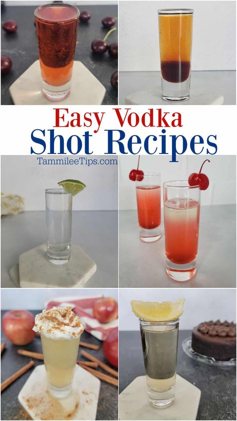 Fun Party Shots Alcohol, Birthday Shooters Alcohol, Cheesecake Shots Alcohol, New Years Eve Shot Recipes, Fun Vodka Shots, Easy Party Shots, Vodka Shooters Recipes, Easy Tasty Shots, Types Of Shots Alcohol