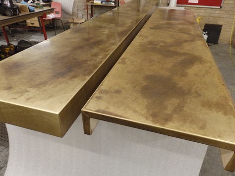 https://flic.kr/p/DCeTPf | Pair of Aged Brass Bar Tops | OLYMPUS DIGITAL CAMERA Brass Bar Top, Brass Countertop, Stanly Ranch, Bar Countertop, Zinc Table, Bar Tops, Brass Sheet, Metal Sheets, Pool Remodel