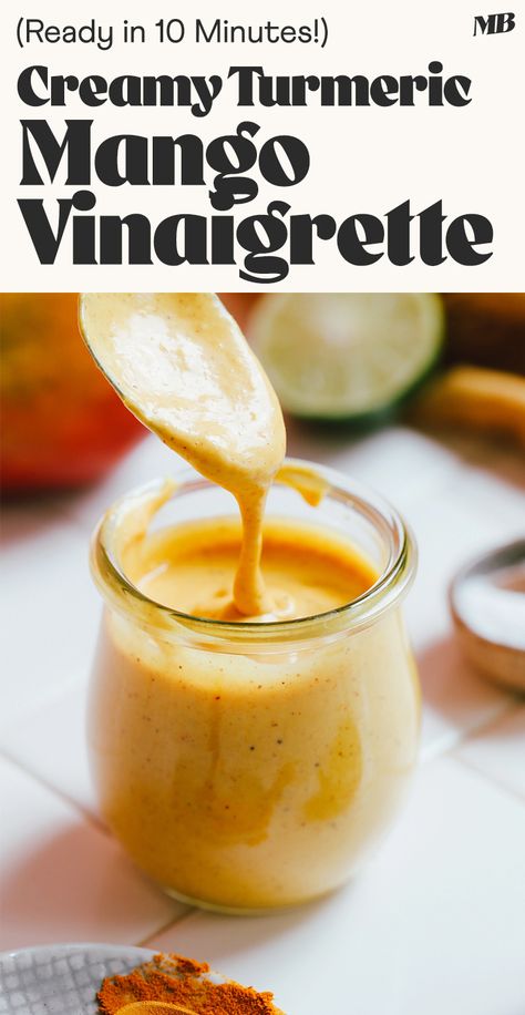 Anti Inflammation Salad Dressing, Mango Vinaigrette Dressing, Mango Vinaigrette, Crunchy Salads, Salad Dressing Recipes Vinaigrette, Mango Salad Dressing, Vegan Salad Dressing Recipes, Mango Dressing, Salads Bowls