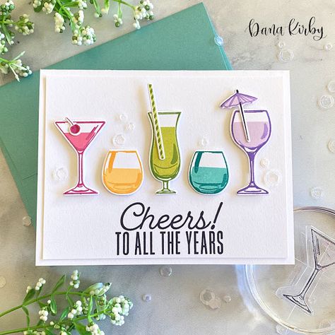 Cheers Card, Stampin Up Karten, Homemade Birthday Cards, Retirement Cards, Ctmh Cards, Birthday Cards For Women, Marianne Design, Handmade Birthday Cards, Card Layout