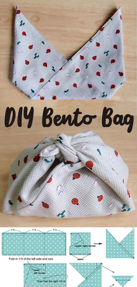 Easy Bento Bag Tutorial Linen Bento Bag Pattern, Sewing Market Bag, Bento Bags Pattern, Bento Box Bag Pattern, Diy Bento Bag, Bento Bag Tutorial, Bento Bread Bag Pattern, Bento Bread Bag, Sew Bag Easy