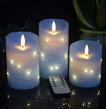 Set of 3 Dancing Flame, Led Bleu, Electronic Candles, Led Fairy Lights, Fairy Lamp, Battery Operated Candles, Candle Party, Flickering Candles, Blue Candles