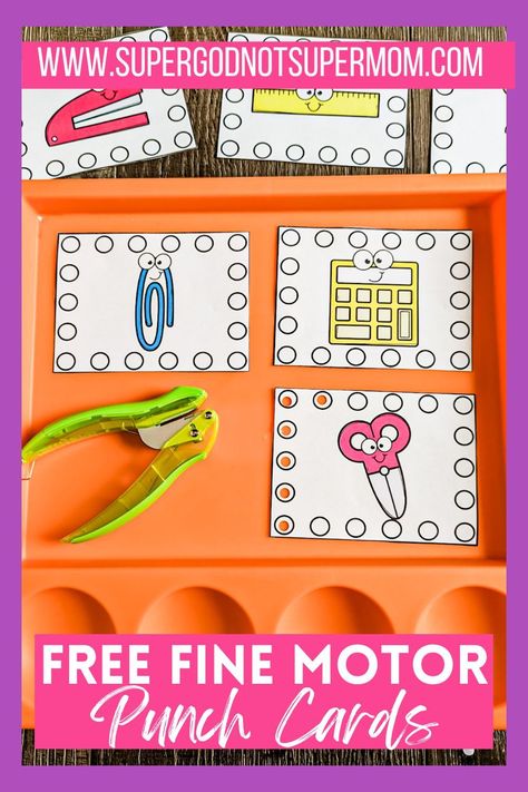 Sensory And Fine Motor Activities, Small Motor Skills Kindergarten, Back To School Fine Motor For Toddlers, Back To School Fine Motor Activities For Preschool, Punch Cards Printable Free, Whole Punch Activities Free, Prek Morning Tubs Free, Free Preschool Resources, Pop It Activities Kindergarten