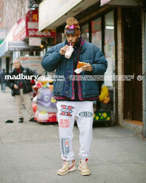 Jordan Page on Instagram: “As the 2010s nears its end I wanted to chat about what is quite possibly the best cult brand of the decade, The Madbury Club. Madbury was…” Madbury Club, Men Street, Athletic Fashion, Vintage Photography, Harajuku, Layering, Editorial, Overalls, Sweatpants