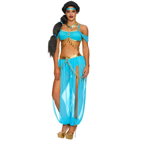 Liv Morgan Halloween Costume, Halloween Costumes 1 Person, Genie Halloween Costumes, Revealing Halloween Costumes, Easy Character Costumes, Princess Dress Adult, Jasmine And Aladdin Costume, Princess Jasmine Halloween Costume, Arabian Princess Costume