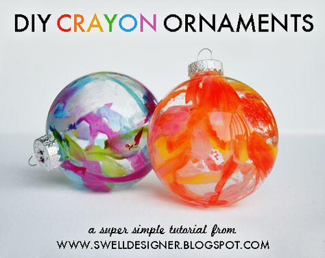 Make Crayon Drip Christmas Ornaments - By Dollar Store Crafts Crayon Ornaments, Holiday Ornaments Diy, Making Crayons, Diy Crayons, Broken Crayons, Navidad Diy, Melting Crayons, Noel Christmas, Xmas Crafts