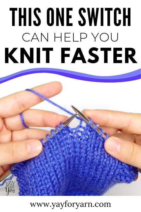 Have you ever wanted to knit faster? This technique might be the solution for you! #continentalknitting #knittingtips #knitfaster Knitting Styles Different, Continental Knitting, Knit Techniques, Easy Knit Baby Blanket, Knitting Labels, Knitting Abbreviations, Knitting Hacks, Knitting Help, Beginner Knitting