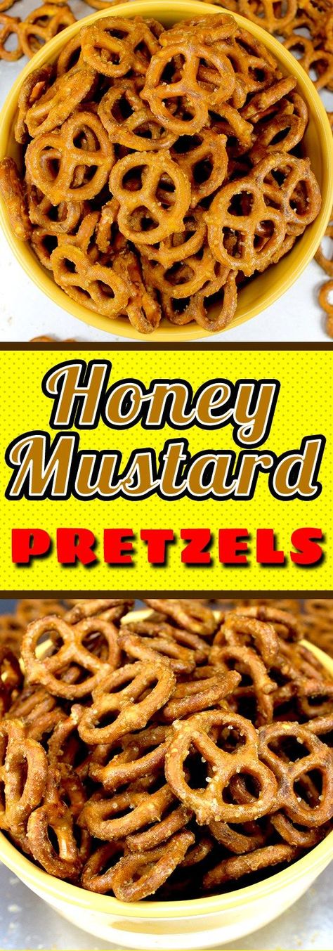 Honey Mustard Pretzels - A prefect salty, sweet and crunchy snack. You have been warned these are ADDICTIVE! Honey Mustard Pretzels Recipe, Mustard Pretzels Recipe, Pretzel Seasoning, Tractor Cookies, Mustard Pretzels, Easy Homemade Snacks, Honey Mustard Pretzels, Seasoned Pretzels, Pretzel Snacks