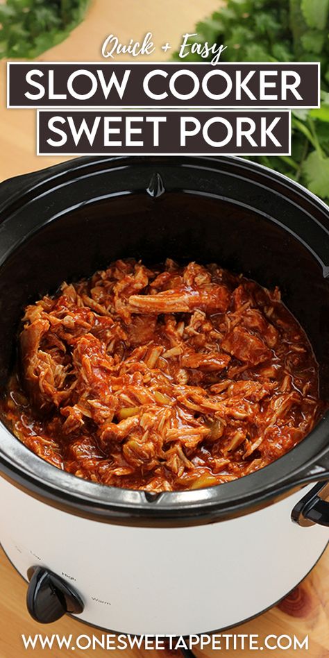 This copycat Cafe Rio Sweet Pork Recipe is one of our all-time favorite slow cooker meals. Easy to make and delicious severed as tacos, burritos, or a salad! If you've never experienced Cafe Rio, this is an excellent place to start. Crock Pot Sweet Pork, Slow Cooker Sweet Pork Cafe Rio, Slow Cooker Cafe Rio Sweet Pork, Sweet Pork Barbacoa Cafe Rio Crock Pot, Sweet Pork Barbacoa Cafe Rio Instant Pot, Cafe Rio Sweet Pork Nachos, Cafe Mexicali Sweet Pork, Pork Barbacoa Crock Pot Cafe Rio, Cafe Rio Pork Crockpot