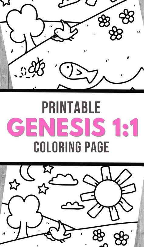 Free Bible Coloring Page for Genesis 1:1 | Free Homeschool Deals © Genesis 1:1 Craft, Genesis 1:1 Coloring Page, Creation Printables Free, Genesis Crafts For Kids, Genesis 1:1, Creation Coloring Pages Printables Free, Genesis Bible Study, Fun Printables For Kids, Tracing Letters Preschool