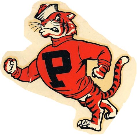 Princeton Tigers, Retro Sports, College Logo, Cartoon Logo, Vintage Graphic Design, Mascot Design, Sports Art, Vintage Cartoon, Vintage Sports