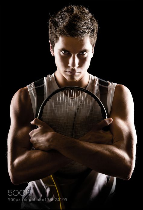 Tennis Player Posing Portrait by MarkUmbrella Squash Photo, Tennis Senior Pictures, Posing Portrait, Tennis Photoshoot, Sports Photoshoot, Sports Portraits, Tennis Photography, Foto Sport, Tennis Pictures