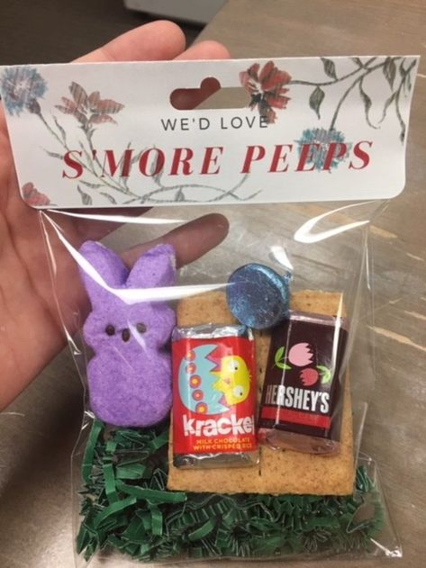 S'MORE PEEPS outreach marketing goodie bag Business Goodie Bags, Spring Sales Blitz Ideas, Business Outreach Ideas, Long Term Care Marketing Ideas, Easter Referral Marketing Ideas, Insurance Marketing Ideas Client Gifts, Referral Gifts Marketing Healthcare, Outreach Marketing Ideas For Apartments, Spring Marketing Ideas Business