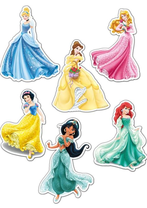 Princess Stickers Printable, Disney Princess Topper, Princess Cake Topper Printable, Disney Castle Cake Topper, Princess Birthday Party Decorations Diy, Princess Topper, Printable Disney Princess, Disney Princess Stickers, Disney Princess Printables