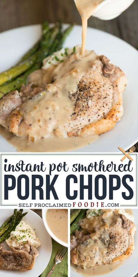 Instant Pot Smothered Pork Chops, Pork Chop Recipes Instant Pot, Pressure Cooker Pork Chops, Creamy Mushroom Gravy, Bone In Pork Chops, Instant Pot Pork Chops, Pork Chop Recipes Crockpot, Easy Dinner Options, Pork Chops And Gravy