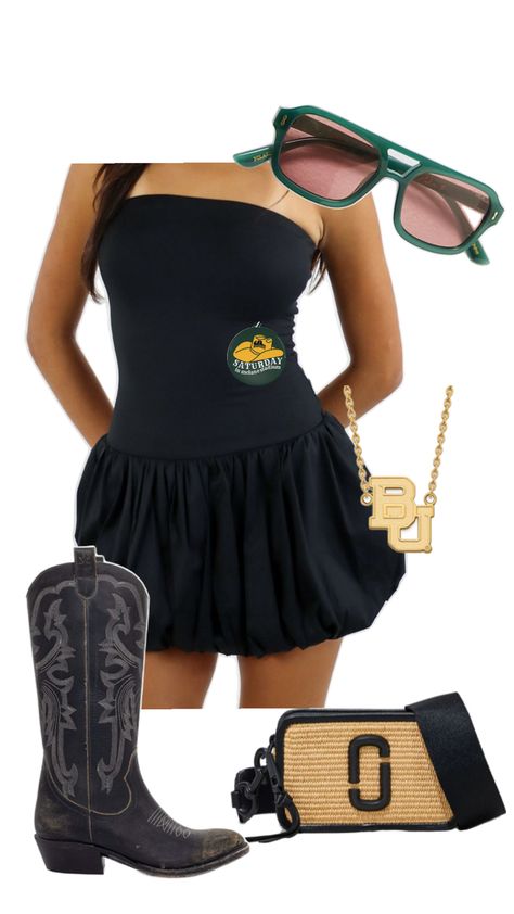 baylor game day outfit inspo black College Games, College Game Days, Game Day Outfit, Concert Fits, Country Concerts, Gameday Outfit, Day Outfit, Black Outfit, Game Day