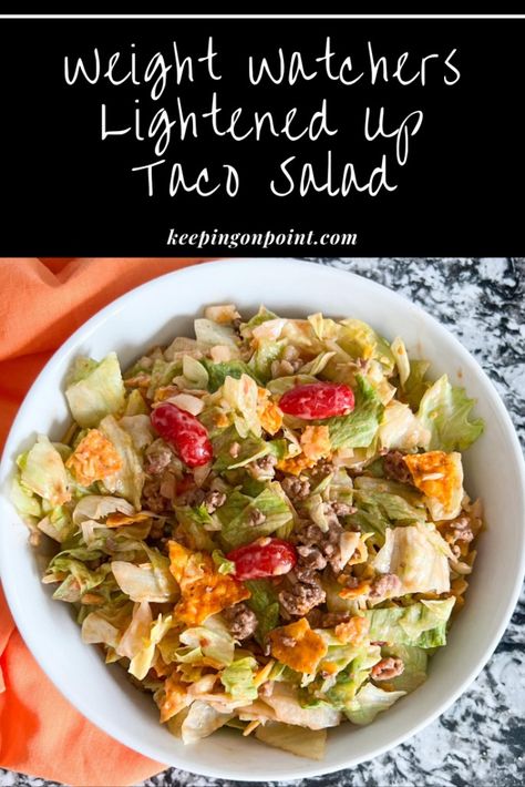 Healthy Taco Salad, Taco Salad Ingredients, Weight Watchers Salad, Weight Watchers Food Points, 500 Calories Recipes, Weight Watchers Meals Dinner, Keeping On Point, Turkey Taco Salad, Weight Watchers Lunches