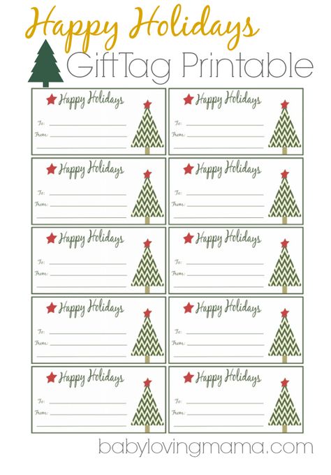 Happy Holidays Gift Tag Printable #freeprintable #gifttags Free Printable Favor Tags, Free Holiday Gift Tags, Happy Holidays Gift Tags, Free Christmas Tags, Christmas Printable Labels, Free Printable Christmas Gift Tags, Christmas Gift Tags Free, Holiday Gift Tags Printable, Tags Ideas