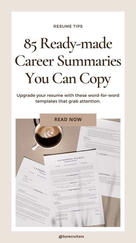 Wondering how to make a resume that grabs attention? Start with a strong career summary! If you start your resume with an attention-grabbing career summary, you'll increase your chances of getting invited to an interview. Head to this blog post and copy one of 85+ career summaries written by experienced recruiters and proven to work. -> resume tips, career summary, resume advice, resume examples Resume Introduction Examples, It Resume Examples, Resume Template 2024, Professional Summary For Resume, Marketing Resume Examples, Basic Resume Examples, Resume Summary Examples, Resume Profile, Professional Resume Examples