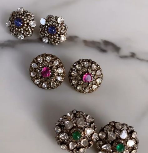 Victorian Jewellery Indian, Dimond Jumkis, Victoria Jewellery Design Indian, Victorian Earrings Indian, Victorian Earrings Studs, Victorian Jewelry Indian, Victorian Finish Jewellery Indian, Victorian Jumkas, Polki Diamond Jewellery