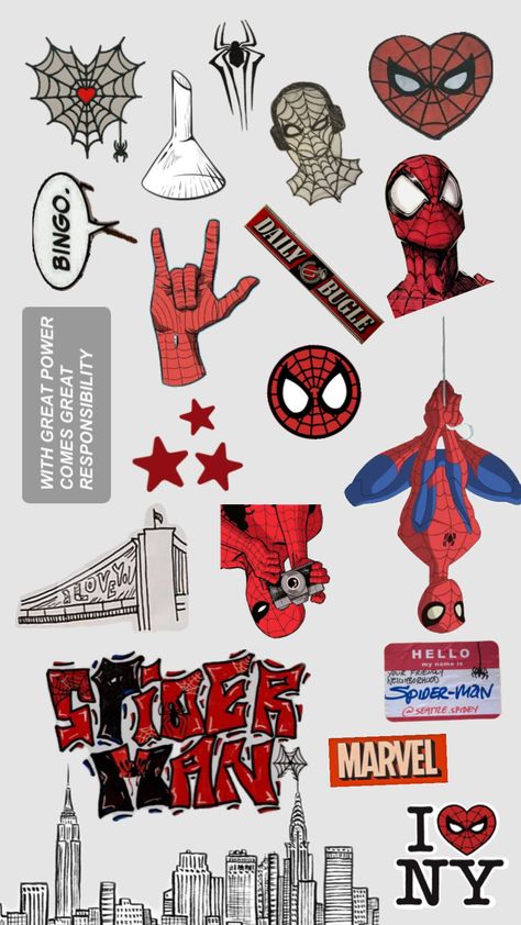 #spiderman #marvel #newyork #peterparker #milesmorales Spiderman Phone Case, Phone Cover Stickers, Spiderman Stickers, Legs Mehndi Design, Anime Printables, Graduation Cap Decoration, Cap Decorations, Basic Embroidery Stitches, Scrapbook Stickers Printable