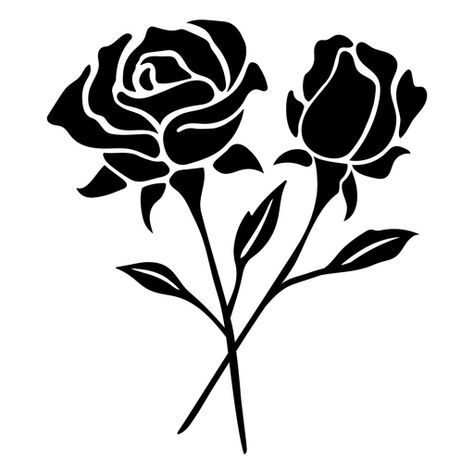 Two roses black #AD , #Ad, #paid, #black, #roses Rose Tattoo Stencil, Rose Stencil, Two Roses, Silhouette Clip Art, Flower Stencil, Rose Tattoos, Floral Gifts, Love Symbols, Rose Design