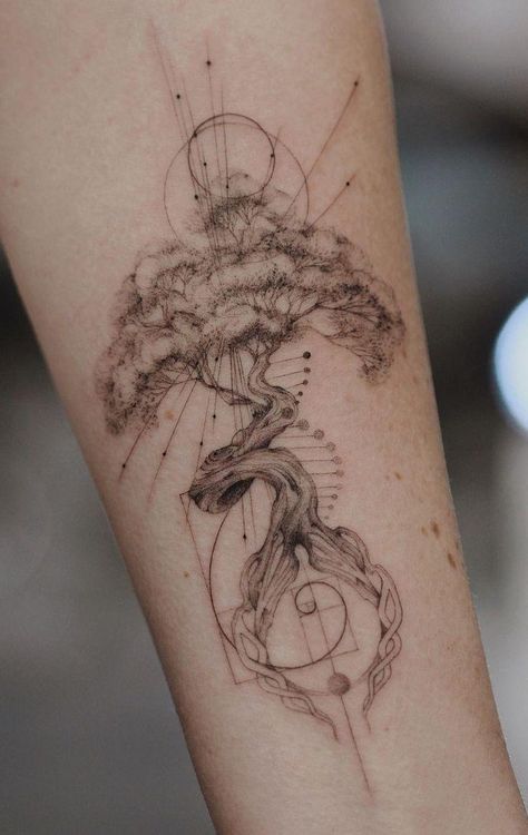 Thestral Tattoo, Natur Tattoo Arm, Fibonacci Tattoo, 42 Tattoo, Dna Tattoo, Tree Tattoos, Tree Tattoo Designs, Tatuaje A Color, Tattoo Life