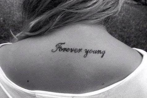 Forever young tattoo, font :) Forever Young Tattoo, Effective Quotes, Unique Quote Tattoos, Tattoos Placement, Design Tatuaje, Tattoos For Women Meaningful, Love Quote Tattoos, Women Strength, Tattoos Meaningful