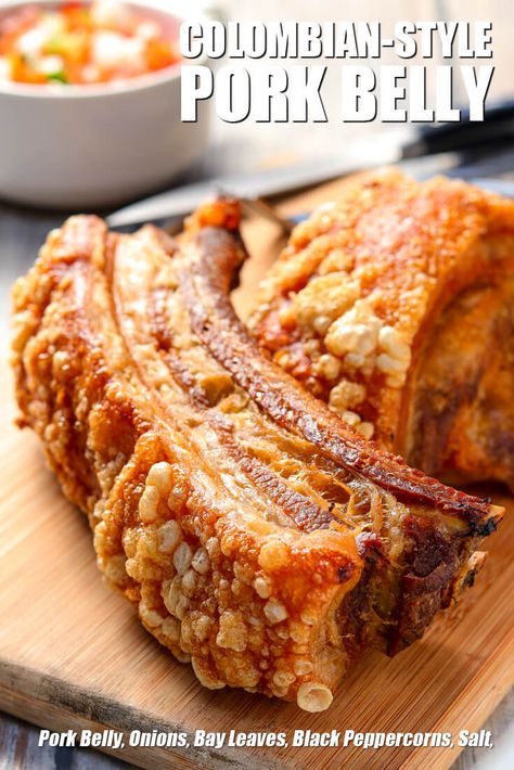 Colombian-Style Pork Belly Pork Belly Recipes Crispy, Daging Babi, Resep Seafood, Pork Belly Recipes, Crispy Pork Belly, Colombian Food, Pork Meat, Crispy Pork, Deilig Mat