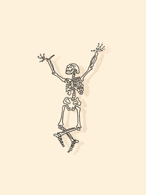 Minimalist skeleton & shadow euphorically dancing Creepy Skeleton Drawing, Frat Banner, Dancing Skeleton Tattoo, Lil Tattoos, Skeleton Tattoo, Skeleton Drawings, Door Decs, Skeleton Tattoos, Tattoo Templates