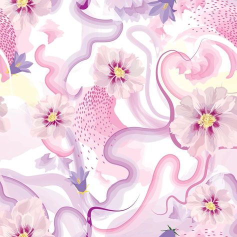 Endless Pattern, Floral Abstract Pattern, Flower Texture, Watercolor Floral Pattern, Floral Texture, Allover Pattern, Wavy Lines, Flowers Beautiful, Flower Art Images